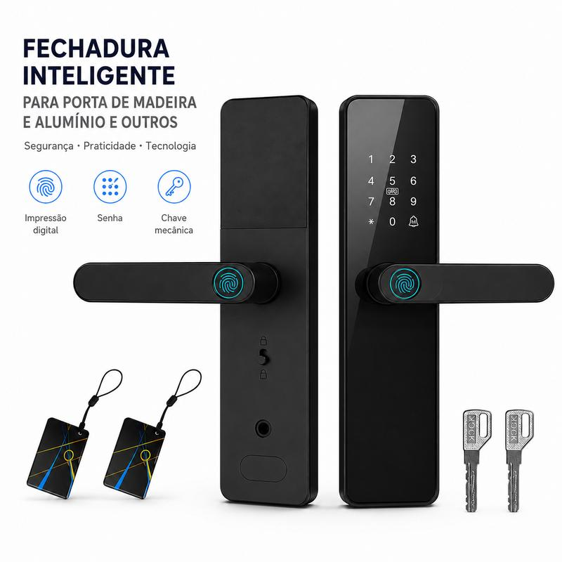 Fechadura Digital Inteligente B36 — Biometria, Senha, Cartão e Chave — imagem 1