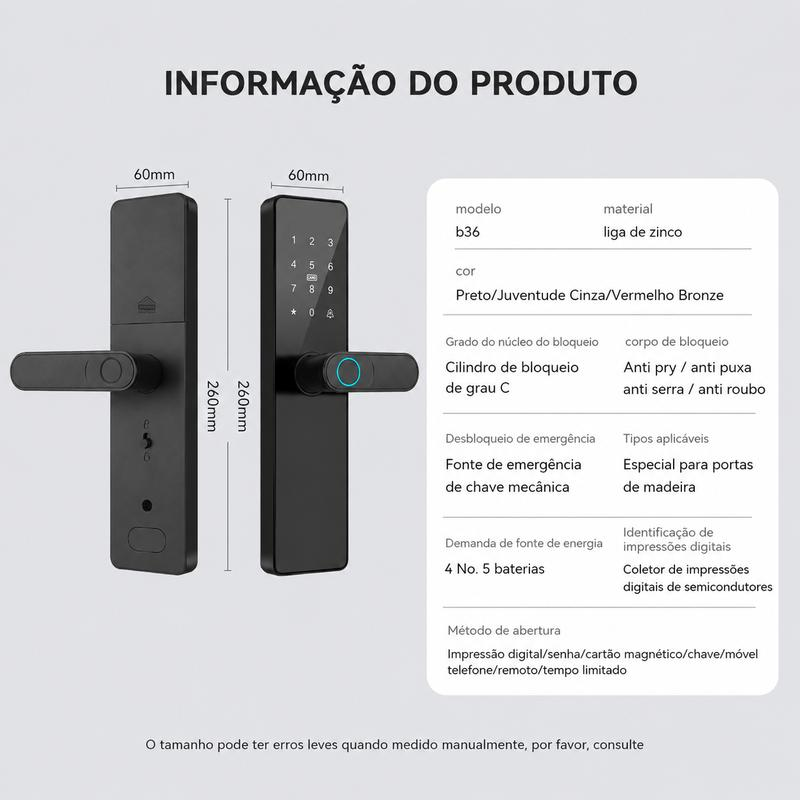 Informações e dimensões do produto